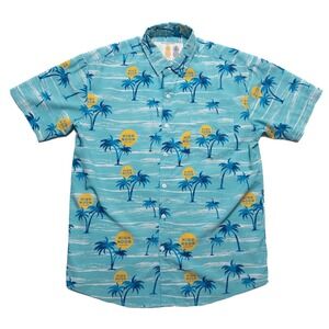 Tropical Bros High Noon Button Up Aloha Shirt Mens M  Sun Sips Hawaiian Print